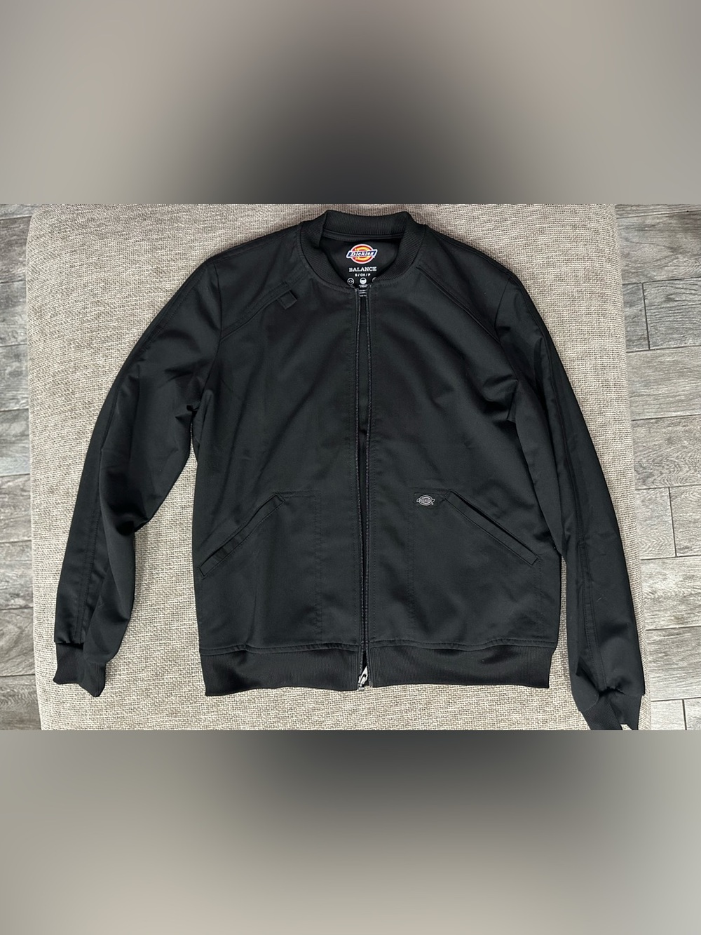 Dickies Black Lightweight Bomber Scrub Jacket with Zip Front